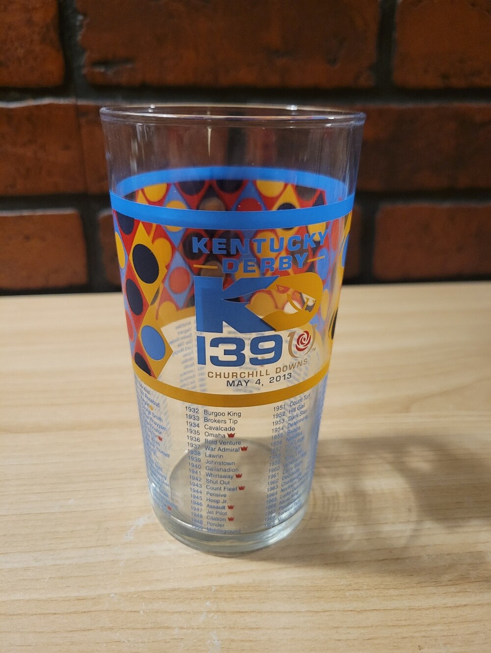 139th Kentucky Derby Churchill Downs May 4, 2013 Souvenir Drink Glass